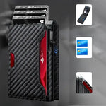 Men's RFID Blocking Leather Card Holder with Auto Eject