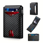 Men's RFID Blocking Leather Card Holder with Auto Eject